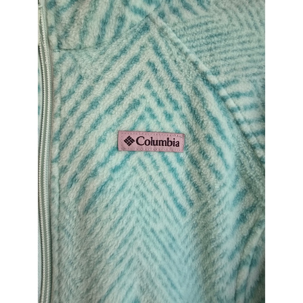 🆕️ NWOT Columbia Womens Mint Green Chevron Full Zip Fleece Jacket XG6004 Size L - Picture 6 of 14